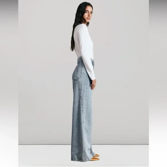 RAG & BONE NWT The Serena High-Rise Splice Jeans Wide Leg Oconee Womens 28 x 31" - Picture 2 of 16
